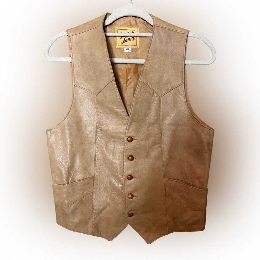 NWT Vintage 70s 80s Tony Lama Leather Western Cowboy Vest Size 40